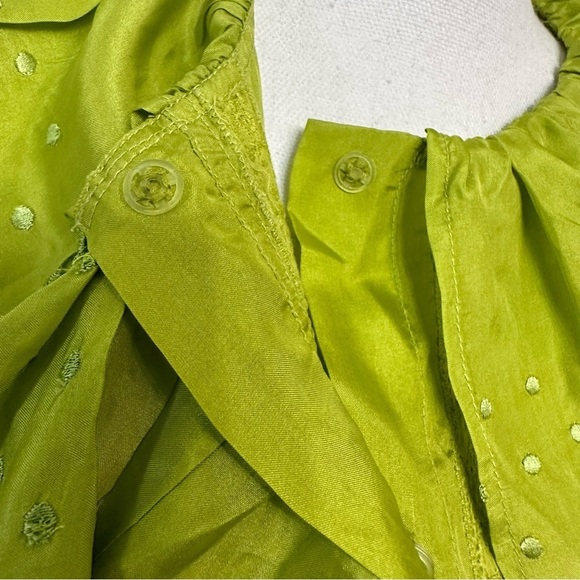 Blumarine Silk Lime Green Long Sleeve Dress SZ 40 Italian/US 4 Feminine Fairy - Picture 5 of 13